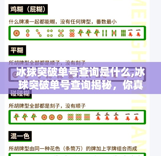 冰球突破单号查询是什么,冰球突破单号查询揭秘，你真的了解这个热门彩票玩法吗？